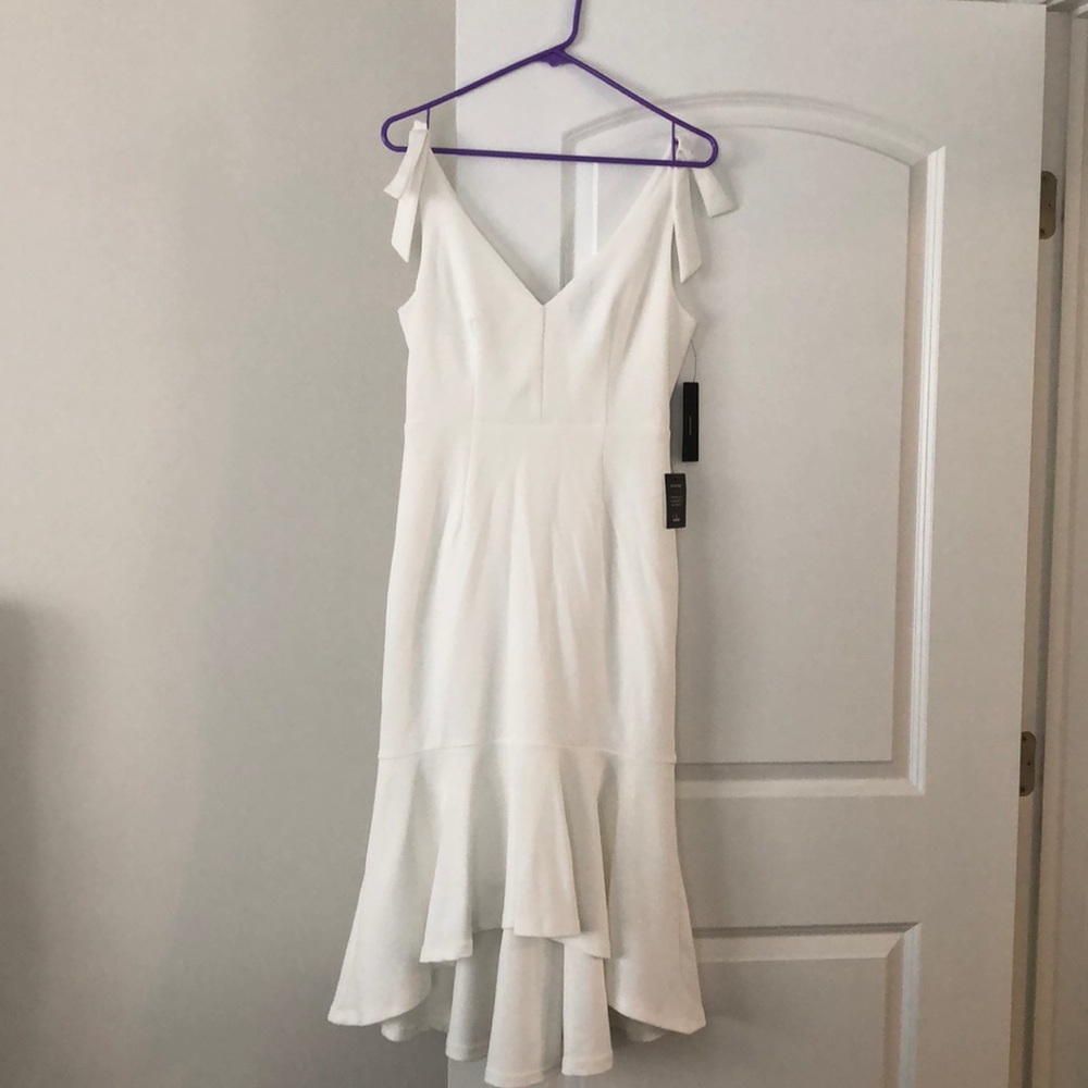 Lulus Midi White Dress with flare